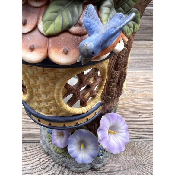 PartyLite Porcelain Treetop Inn P7320 Retired Birdhouse Bluebird Morning Glories - Picture 6 of 12